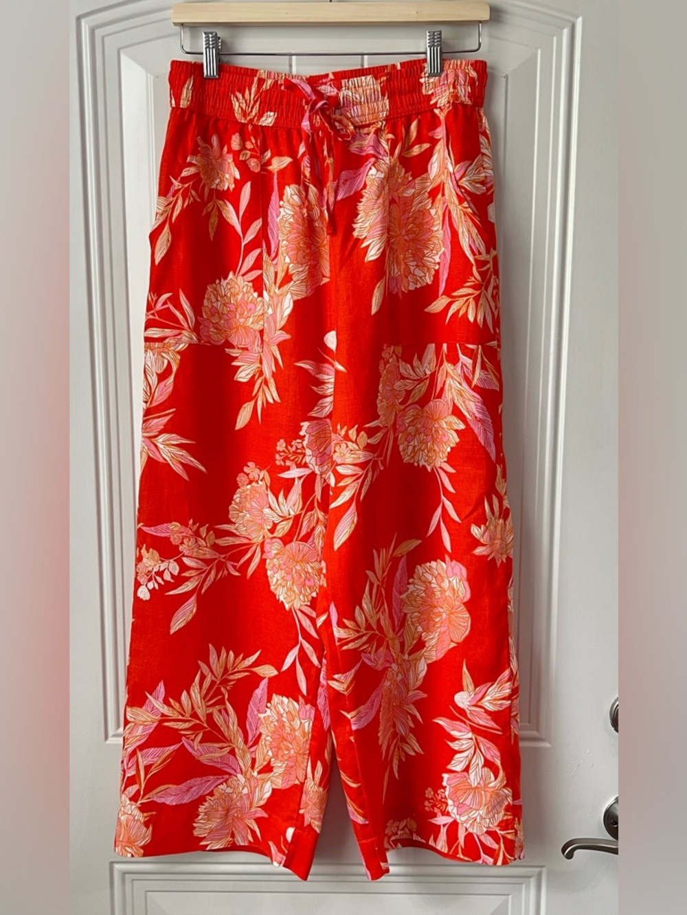 Cynthia Rowley Linen Matching Set Floral Top Wide Leg Pants Size M Resort - Picture 4 of 13